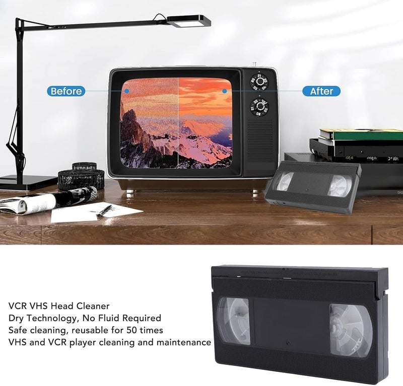 Bewinner Professional Reusable VHS Head Cleaner with Dry Technology for VHS Players, Eliminates Static Buildup & Improves Playback Quality, Easy DIY Maintenance Tool for Home Video Systems - Image 2